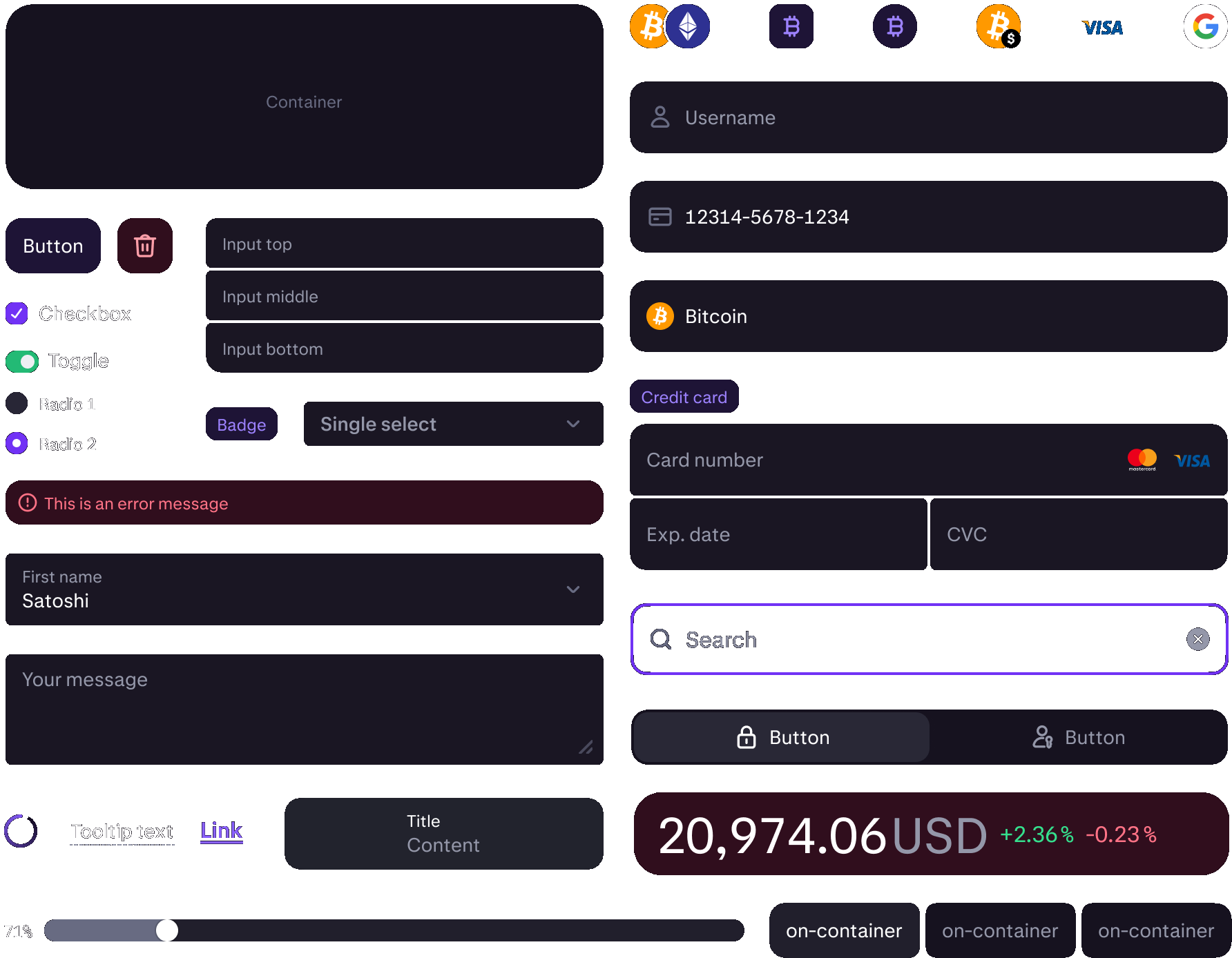 1KDS atom components: inputs, buttons, badges, toggles