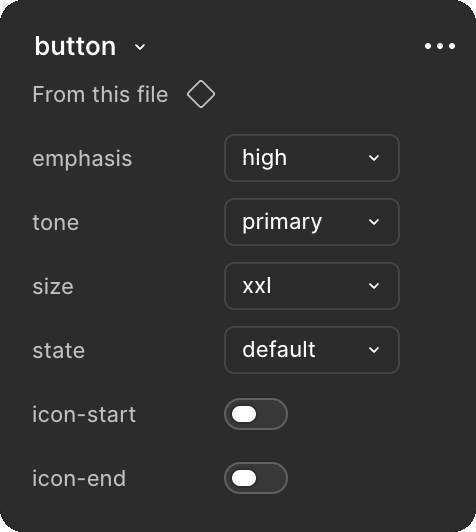 Figma button component properties panel